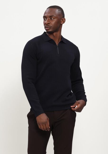 Donkerblauwe GENTI Trui POLO ZIP LS - large