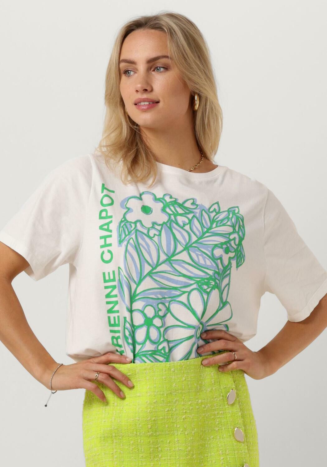 FABIENNE CHAPOT Dames Tops & T-shirts Fay Bloom Green T-shirt Ecru