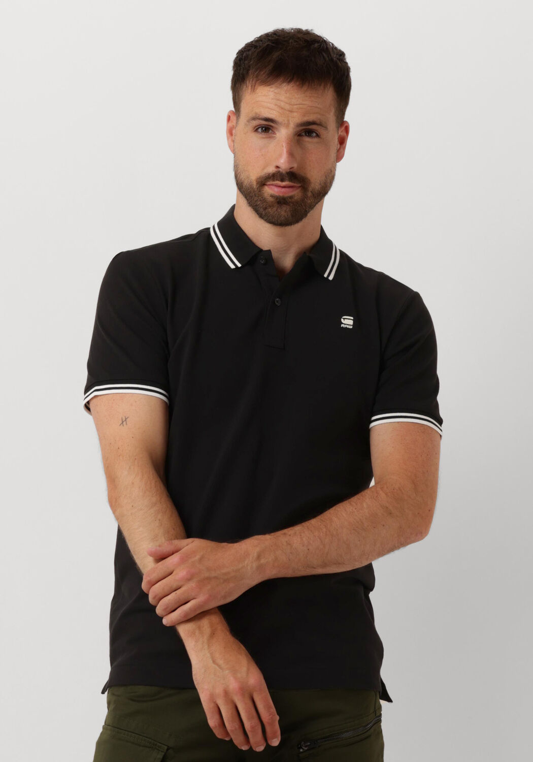 G-STAR RAW Heren Polo's & T-shirts Dunda Slim Stripe Polo S s Zwart