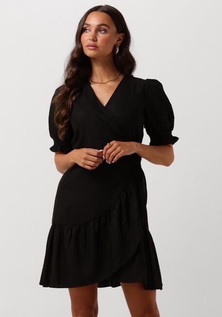 Zwarte Y.A.S. Mini jurk YASFLAXY SS WRAP DRESS - large