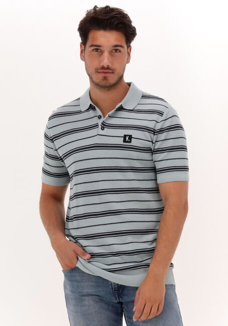 Lichtblauwe KULTIVATE Polo PL KONOS STRIPES - large