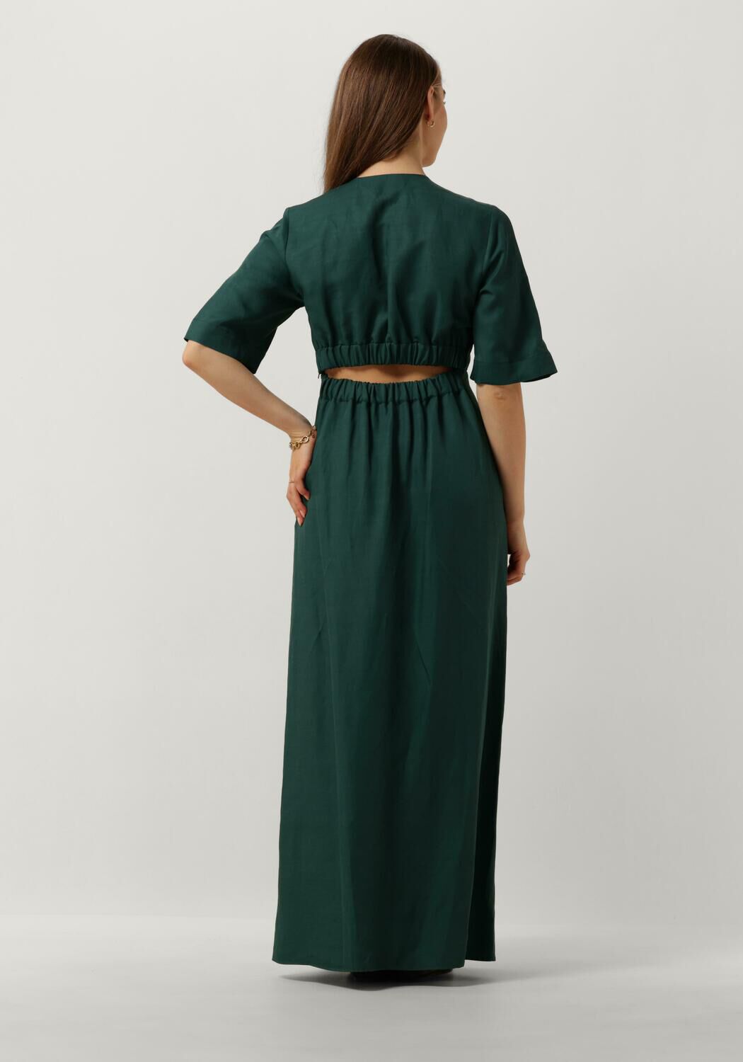 VANILIA Dames Jurken Linnen Open Back Dress Groen