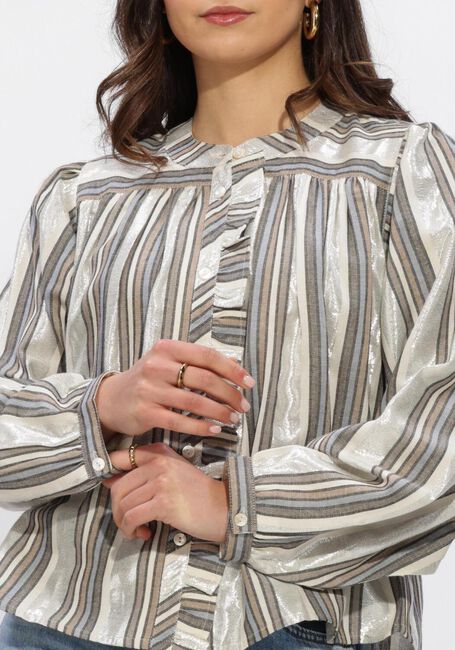Zilveren SUMMUM Blouses BLOUSE SILVER STRIPE - large