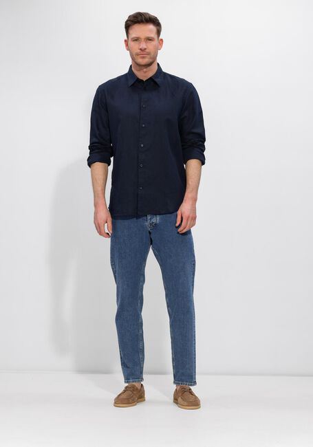 Donkerblauwe SELECTED MEN Casual overhemd SLHREGCLAY LINENBLEND LS SHIRT CLA NOOS - large