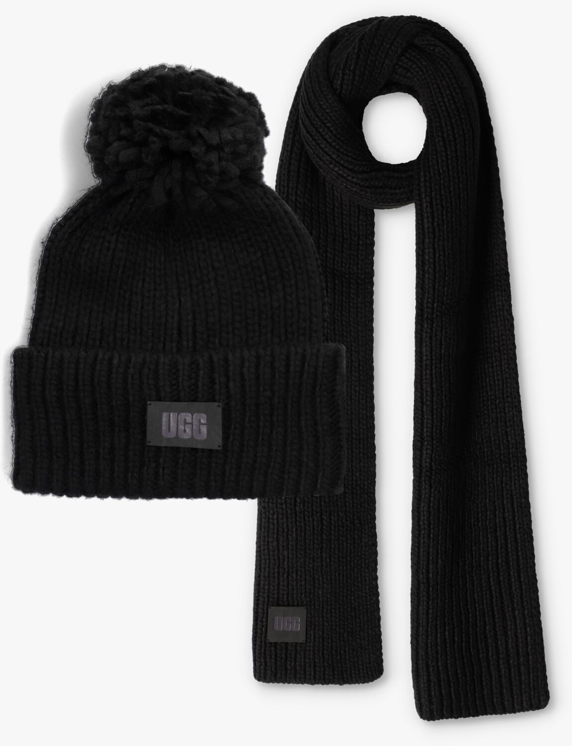 Subsidie legaal stimuleren Zwarte UGG Muts CHUNKY RIB BEANIE KNIT POM SET | Omoda