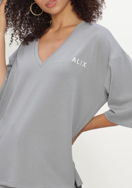 Lichtgrijze ALIX THE LABEL Tops & T-shirts LADIES KNITTED SCUBA V-NECK TOP - large