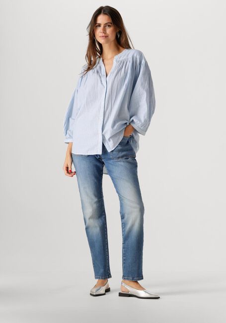Lichtblauwe SUMMUM Blouses OVERSIZED BLOUSE MICRO STRIPE - large