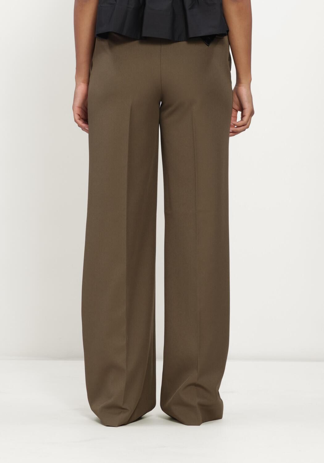 Donkergroene HAUTE L'AMITI&Eacute; Pantalon PREMIERE PLAIN TALL PANT - large