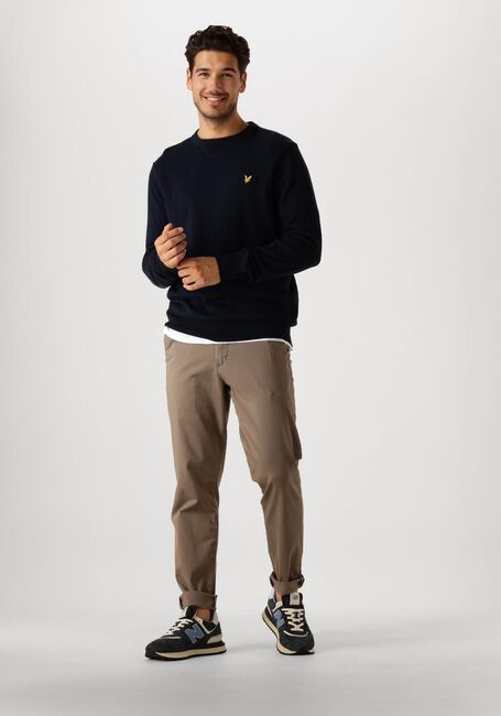 Donkerblauwe LYLE & SCOTT Trui COTTON MERINO CREW NECK JUMPER - large