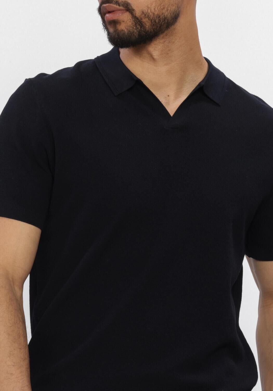 Donkerblauwe PROFUOMO Polo POLO OPEN COLLAR LUXURY BASIC - large