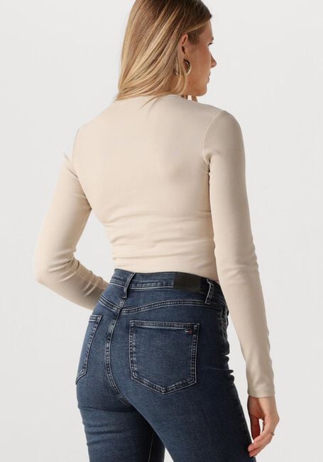 Beige TOMMY JEANS Top TJW SLIM ESSENTIAL RIB LS - large