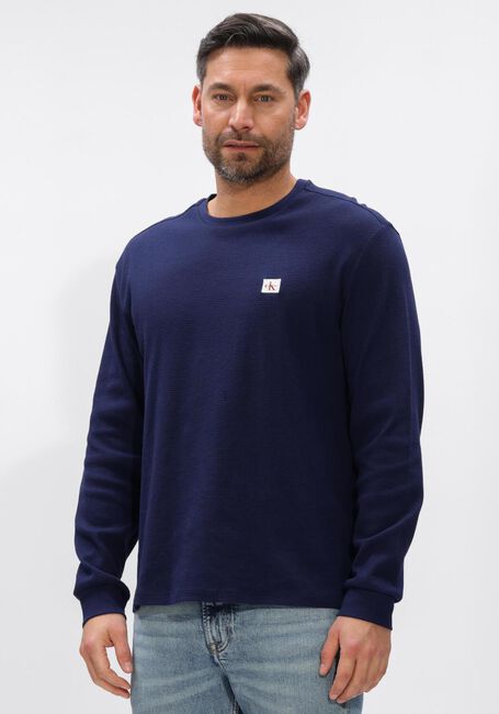 Donkerblauwe CALVIN KLEIN Trui LS WAFFLE BADGE CREWNK TEE - large