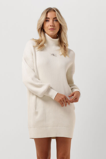 Gebroken wit CALVIN KLEIN Mini jurk BADGE LOOSE SWEATER DRESS | Omoda