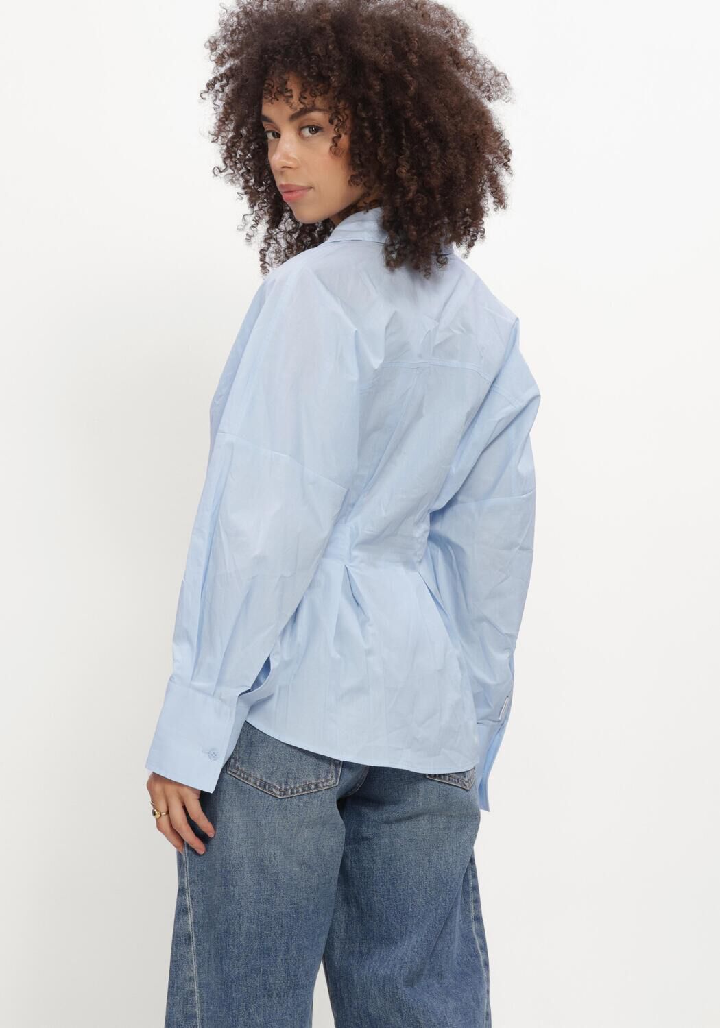 Lichtblauwe CATWALK JUNKIE Blouses BLOUSE WITH WAIST PLEATS - large