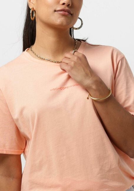 Oranje MSCH COPENHAGEN T-shirt MSCHTERINA ORGANIC SMALL LOGO TEE - large