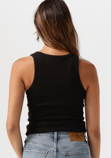 Zwarte CALVIN KLEIN Top WOVEN LABEL RIB TANK TOP - large