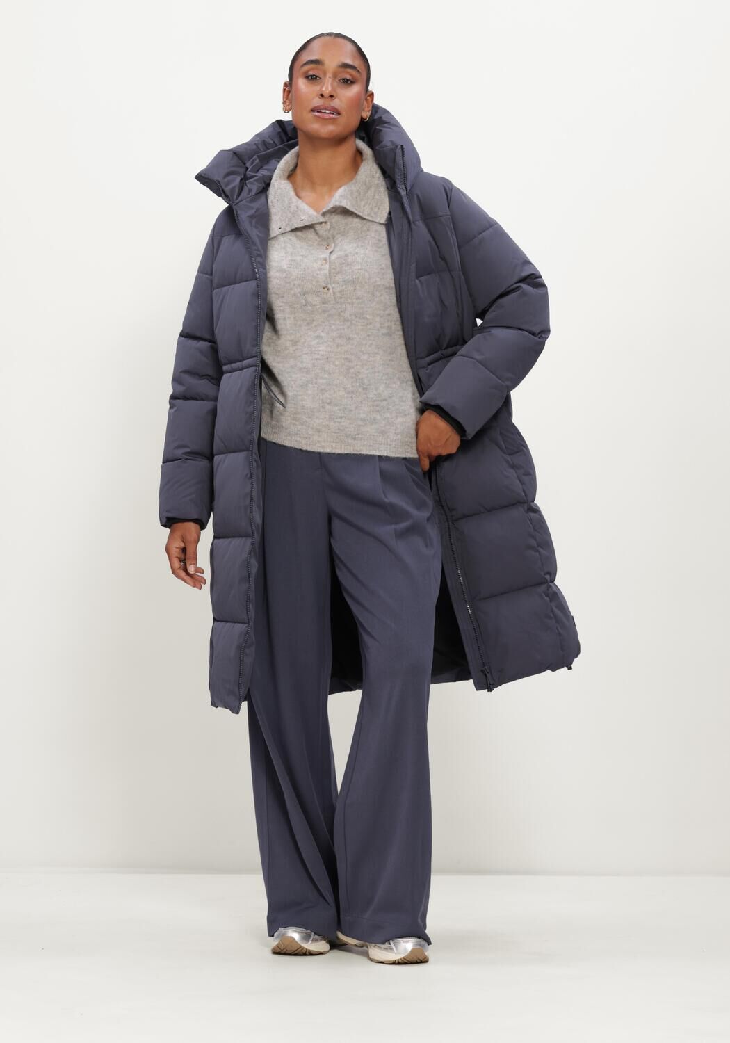 Donkergrijze MSCH COPENHAGEN Gewatteerde jas MSCHZALA PAVINARIA JACKET - large