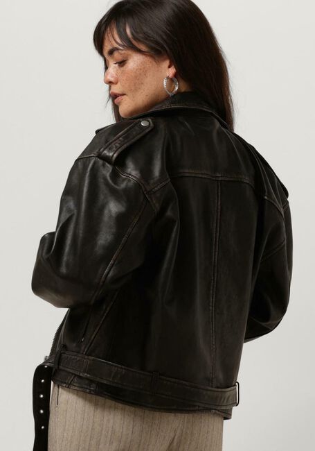 Zwarte GOOSECRAFT Leren jas GC GALLOWAY BIKER - large