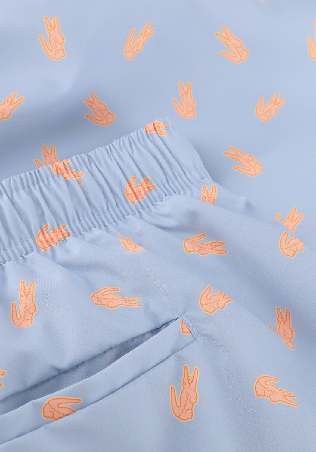 Lichtblauwe LACOSTE Zwembroeken MID LENGTH CROCODILE PRINT SWIM TRUNKS - large