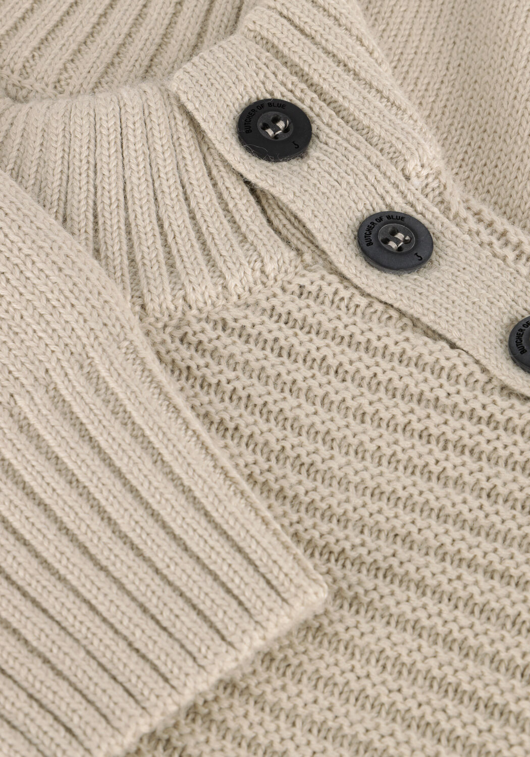 Beige BUTCHER OF BLUE Trui MORRIS MOCK BTN - large