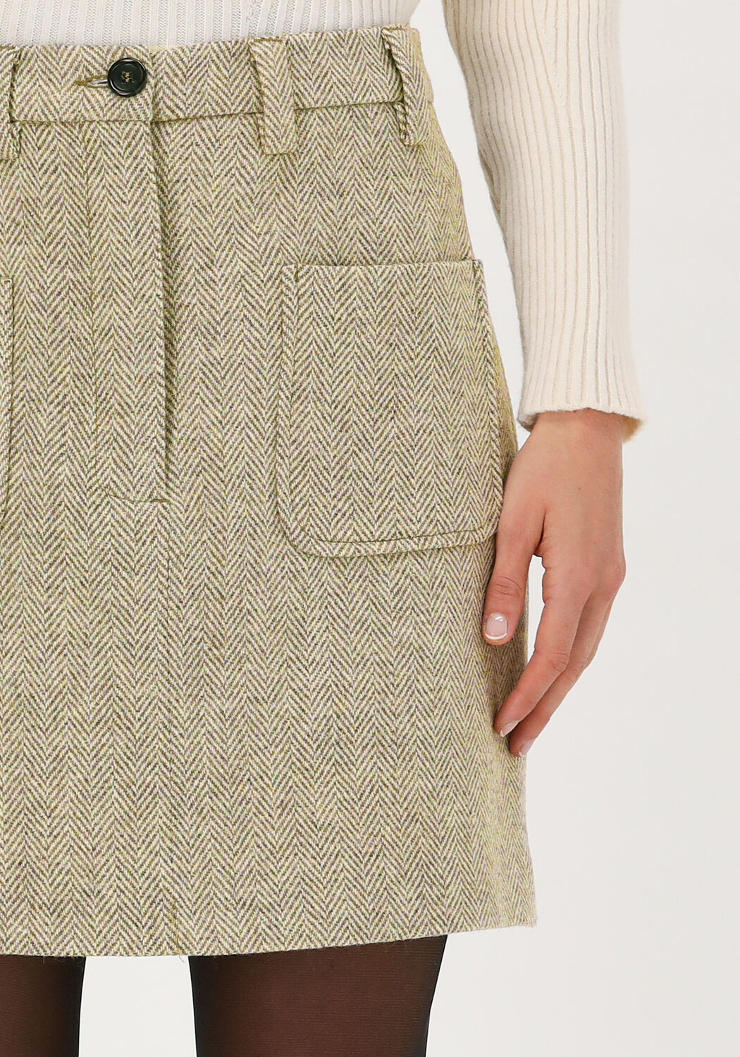 Beige VANILIA Minirok NATURAL WOOL SKIRT Omoda