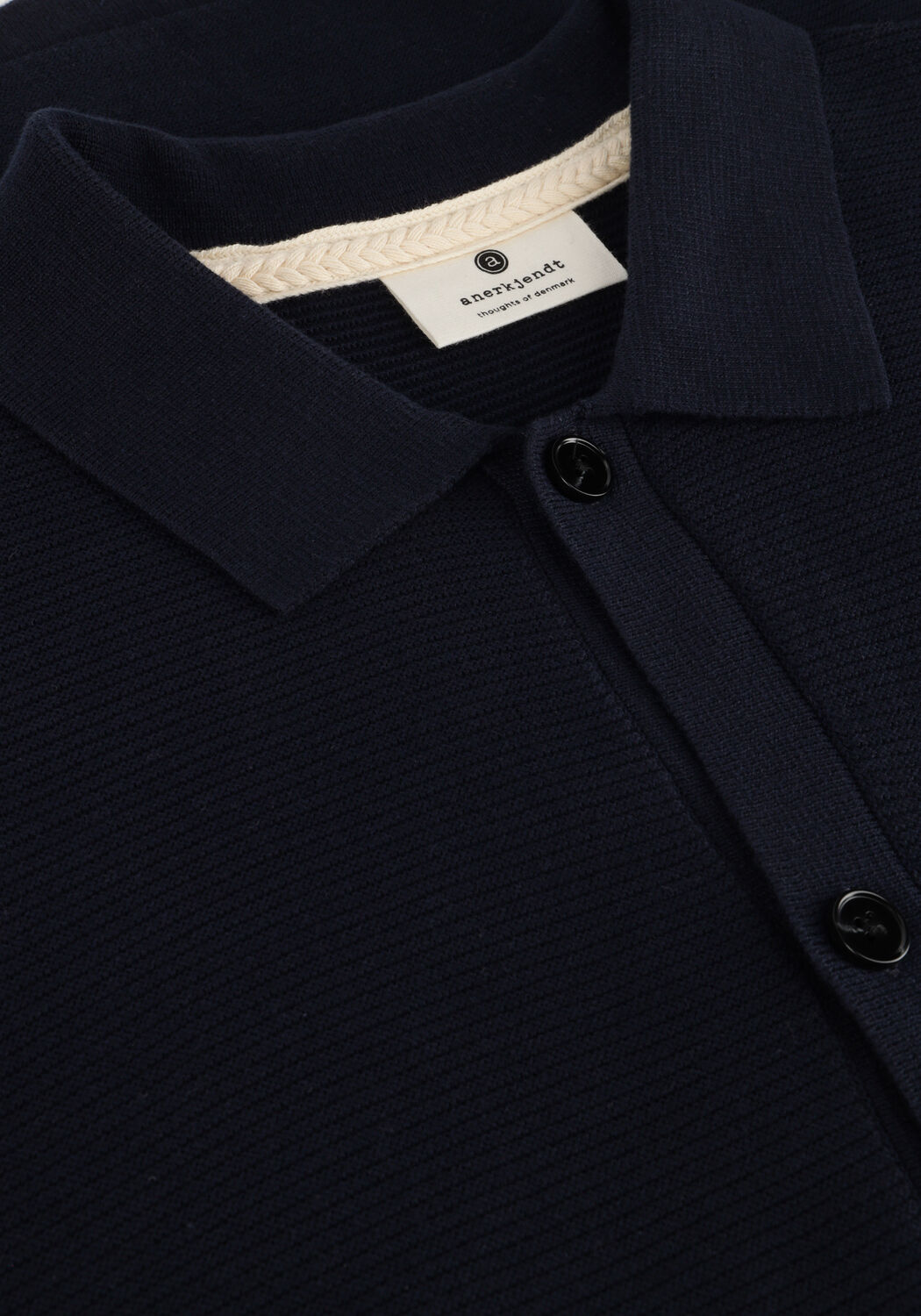 Donkerblauwe ANERKJENDT Polo AKSVEND S/S KNIT SHIRT - large