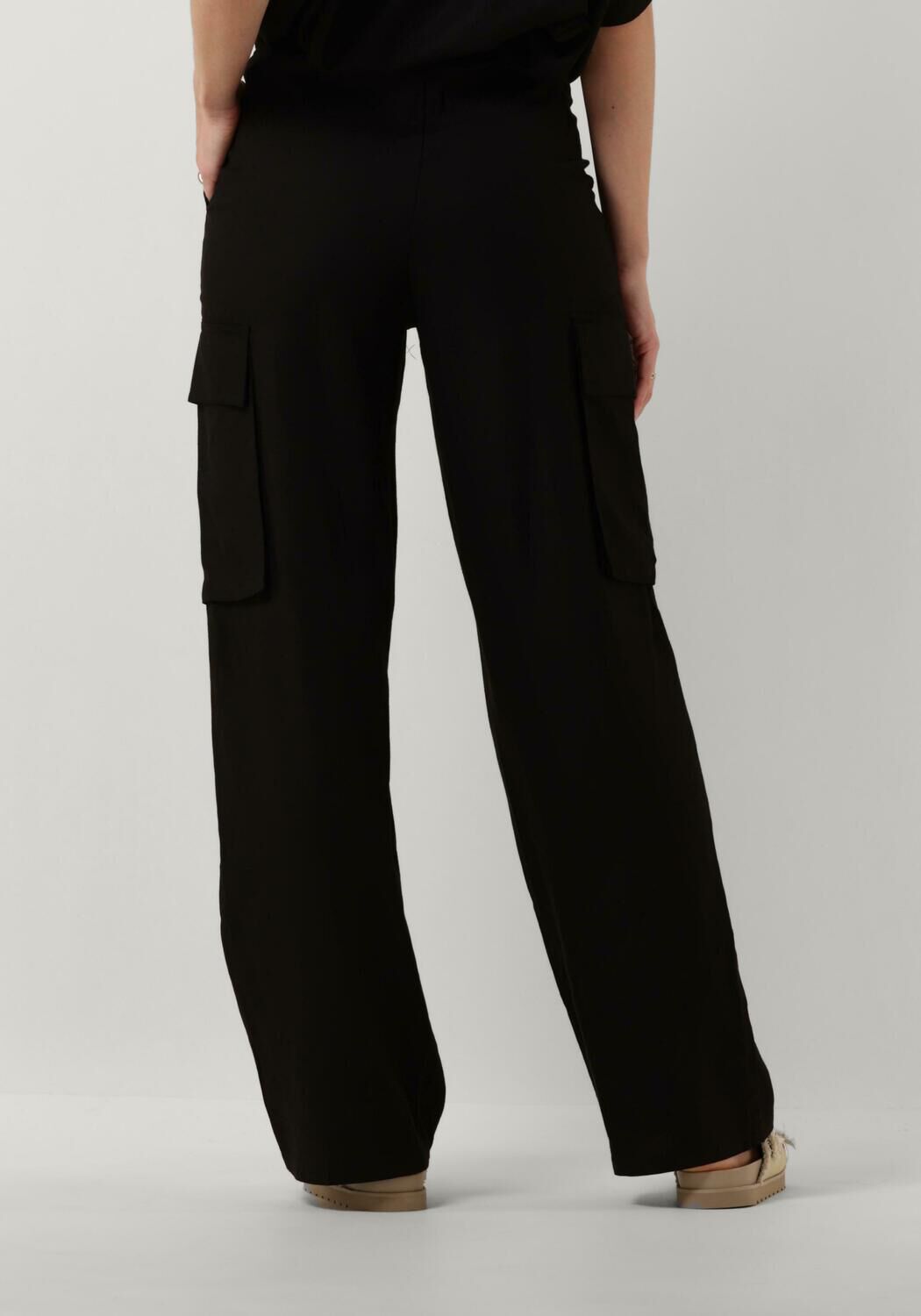 ALIX THE LABEL Dames Broeken Ladies Woven Linnen Cargo Pants Zwart