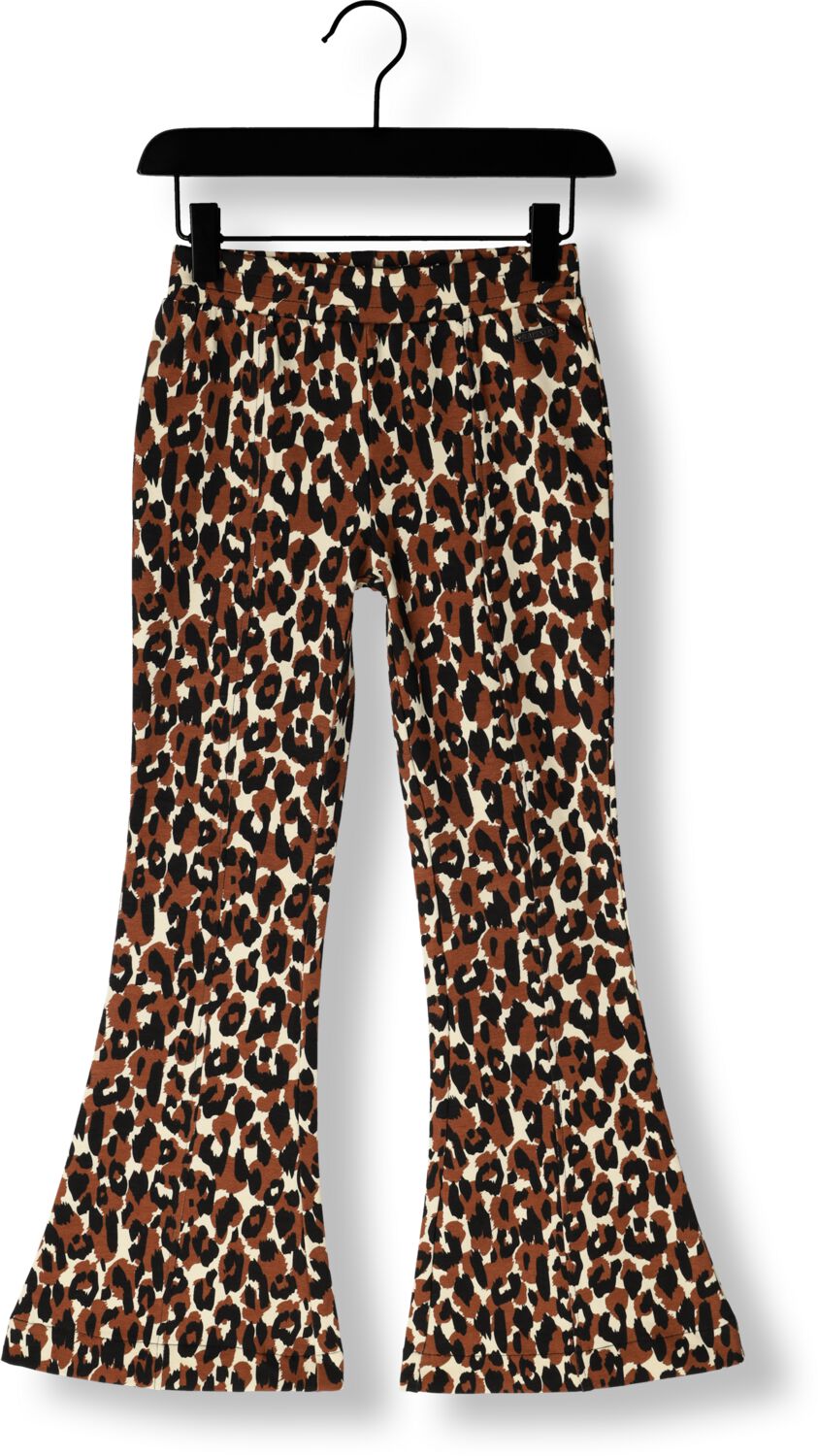 Raizzed flared broek Tine met all over print beige bruin Meisjes Stretchkatoen 164