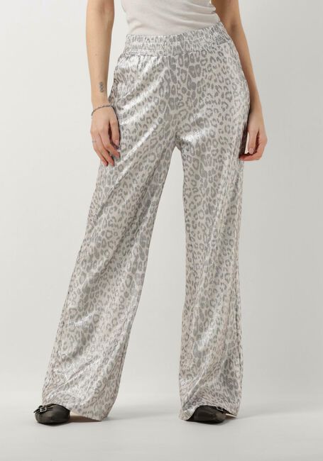 Zilveren ALIX THE LABEL Wijde broek LADIES KNITTED LEOPARD PANTS - large