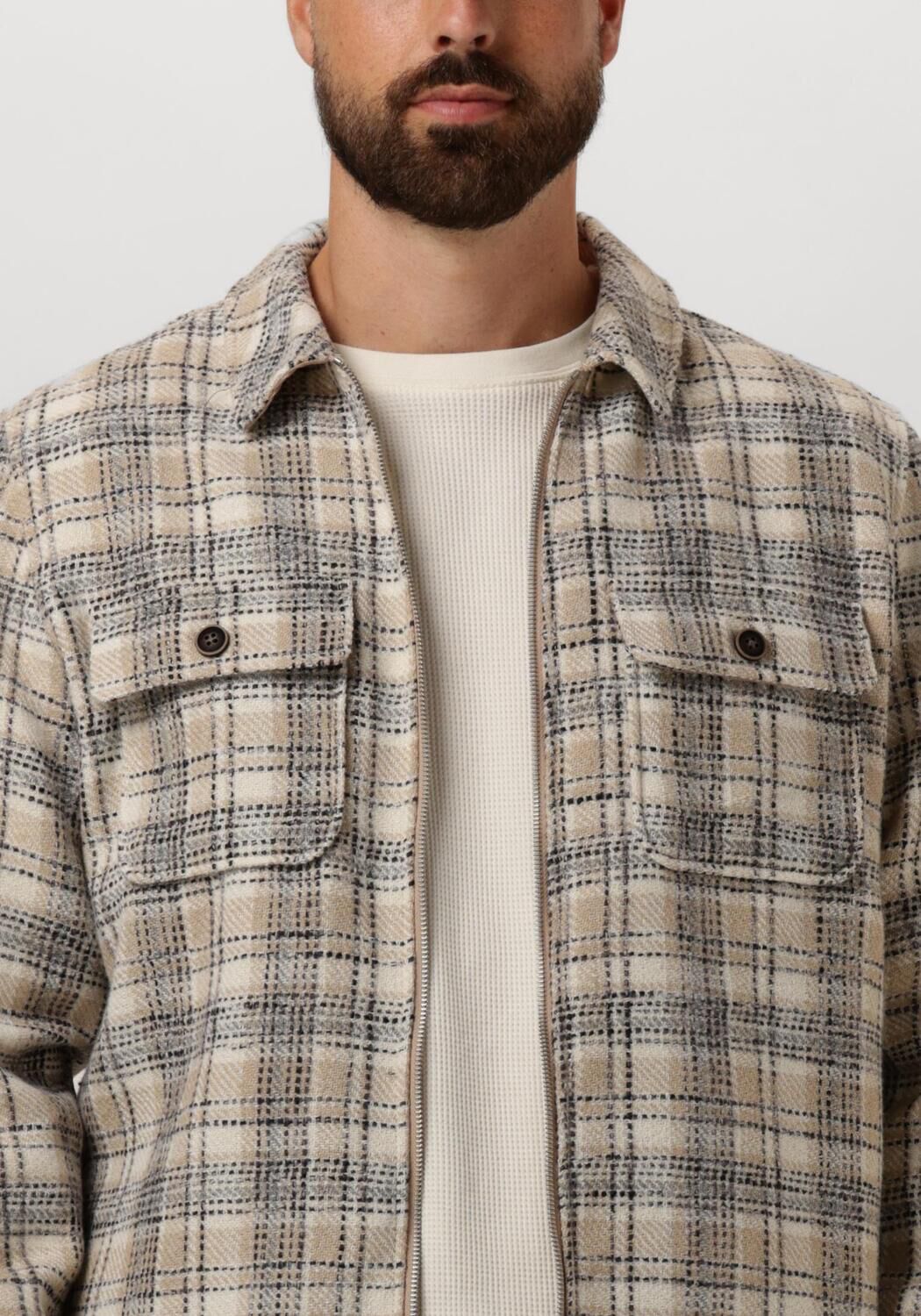 ANERKJENDT Heren Overhemden Akhanky Check Twill Overshirt Beige