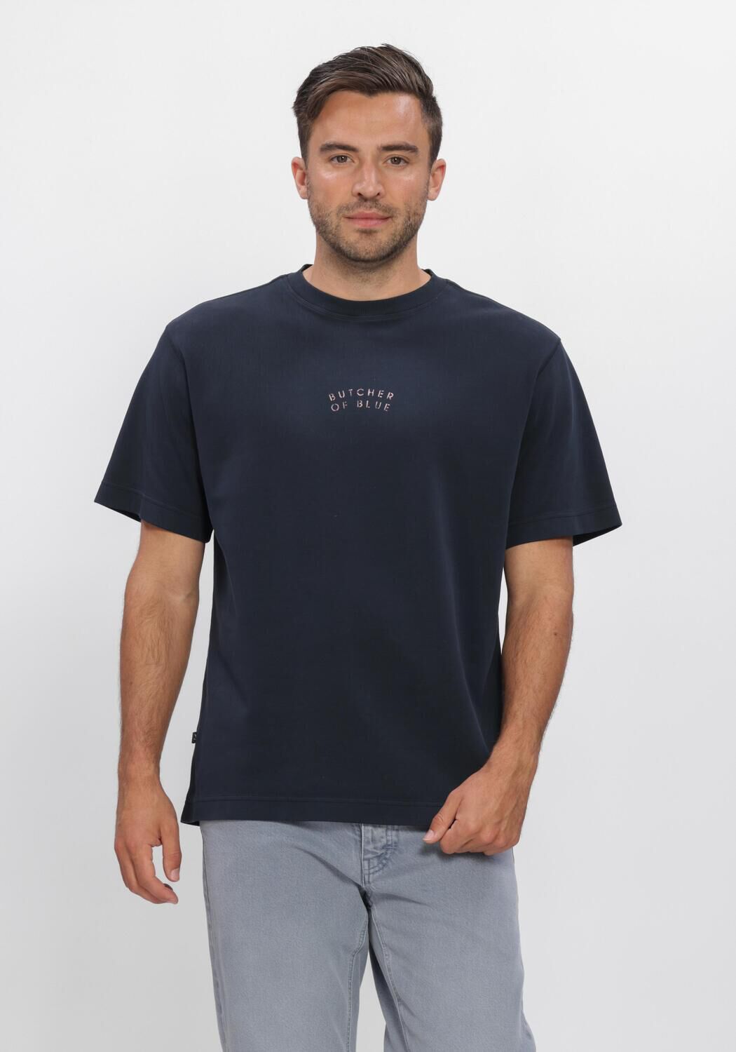 BUTCHER OF BLUE Heren Polo's & T-shirts Mercer Layer Loose Tee Donkerblauw