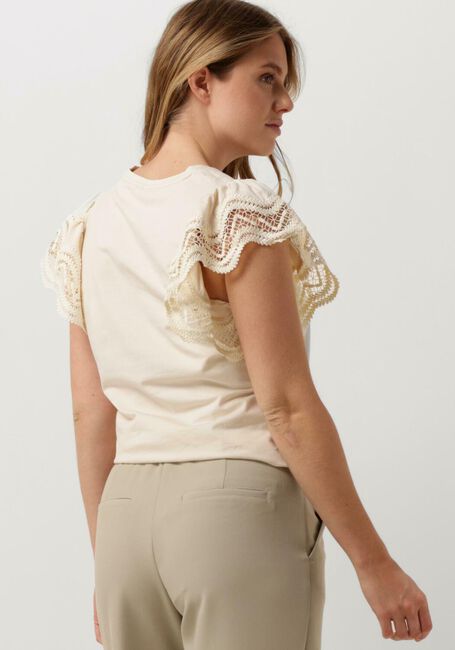 Gebroken wit SUMMUM T-shirt JERSEY TOP TEE WITH LACE - large