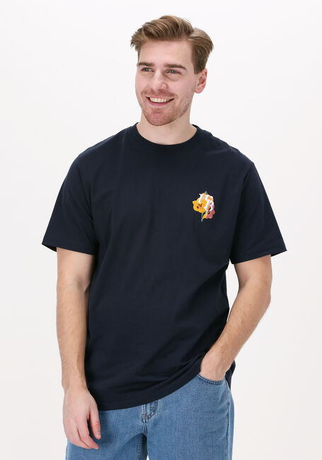 Donkerblauwe WOODBIRD T-shirt JOON FLOW TEE - large