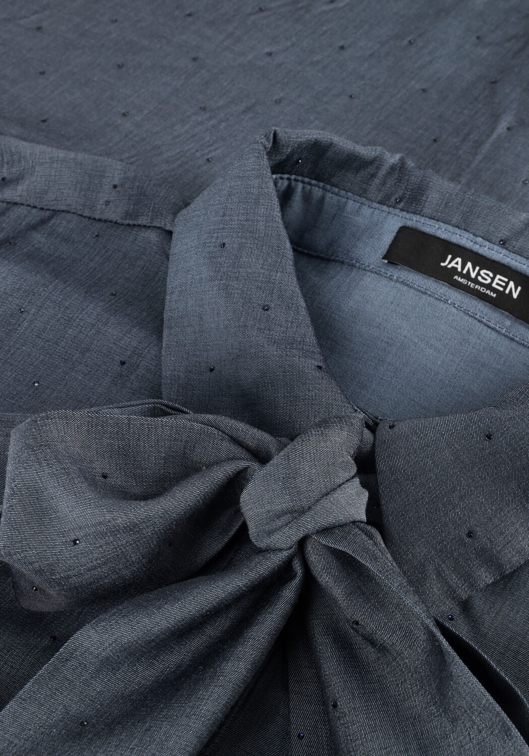 Donkerblauwe JANSEN AMSTERDAM Blouses ESS BLOUSE SR 737 NECKTIE - large