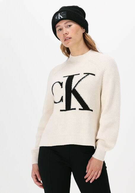 Creme CALVIN KLEIN Trui CK RAGLAN SWEATER - large