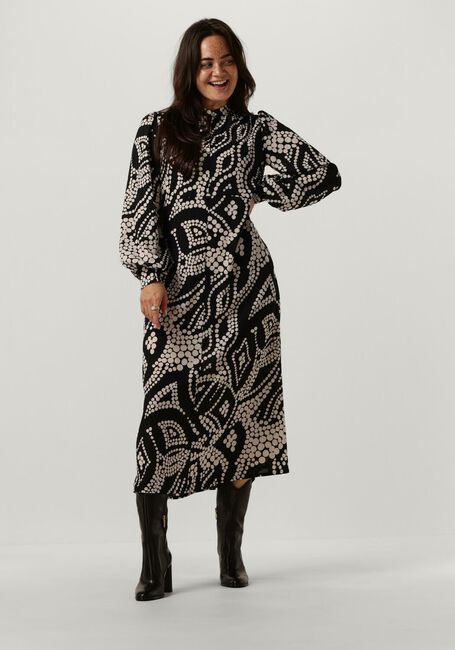 Zwarte SUMMUM Midi jurk DRESS IRREGULAR DOTS HAMMERED - large