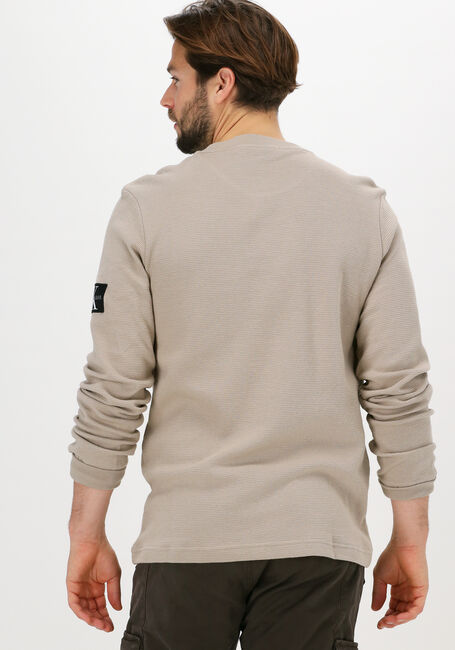Beige CALVIN KLEIN Sweater BADGE WAFFLE LS TEE - large