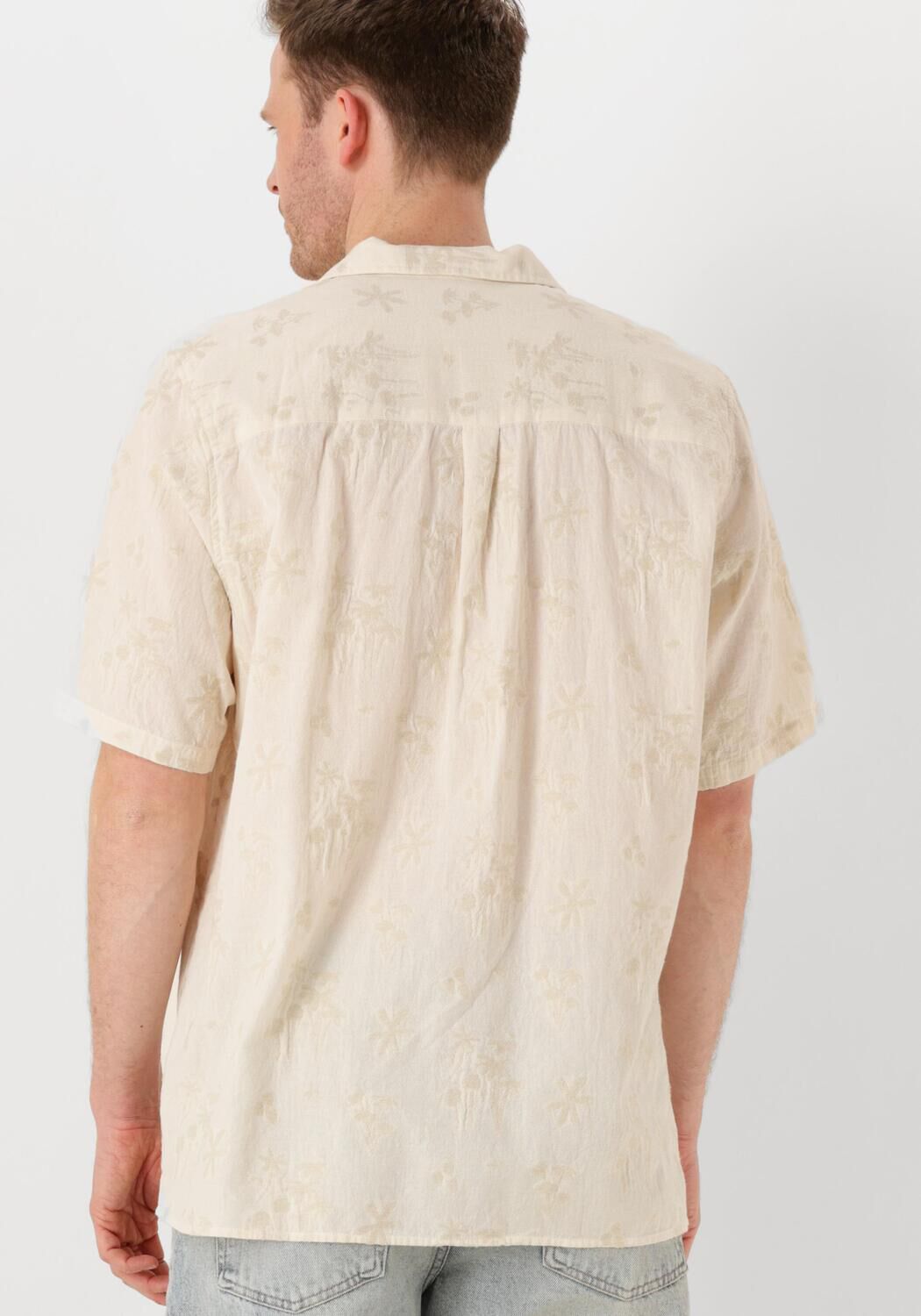 FORÉT Forét Heren Overhemden Peer Flower Jacquard Ss Shirt Beige