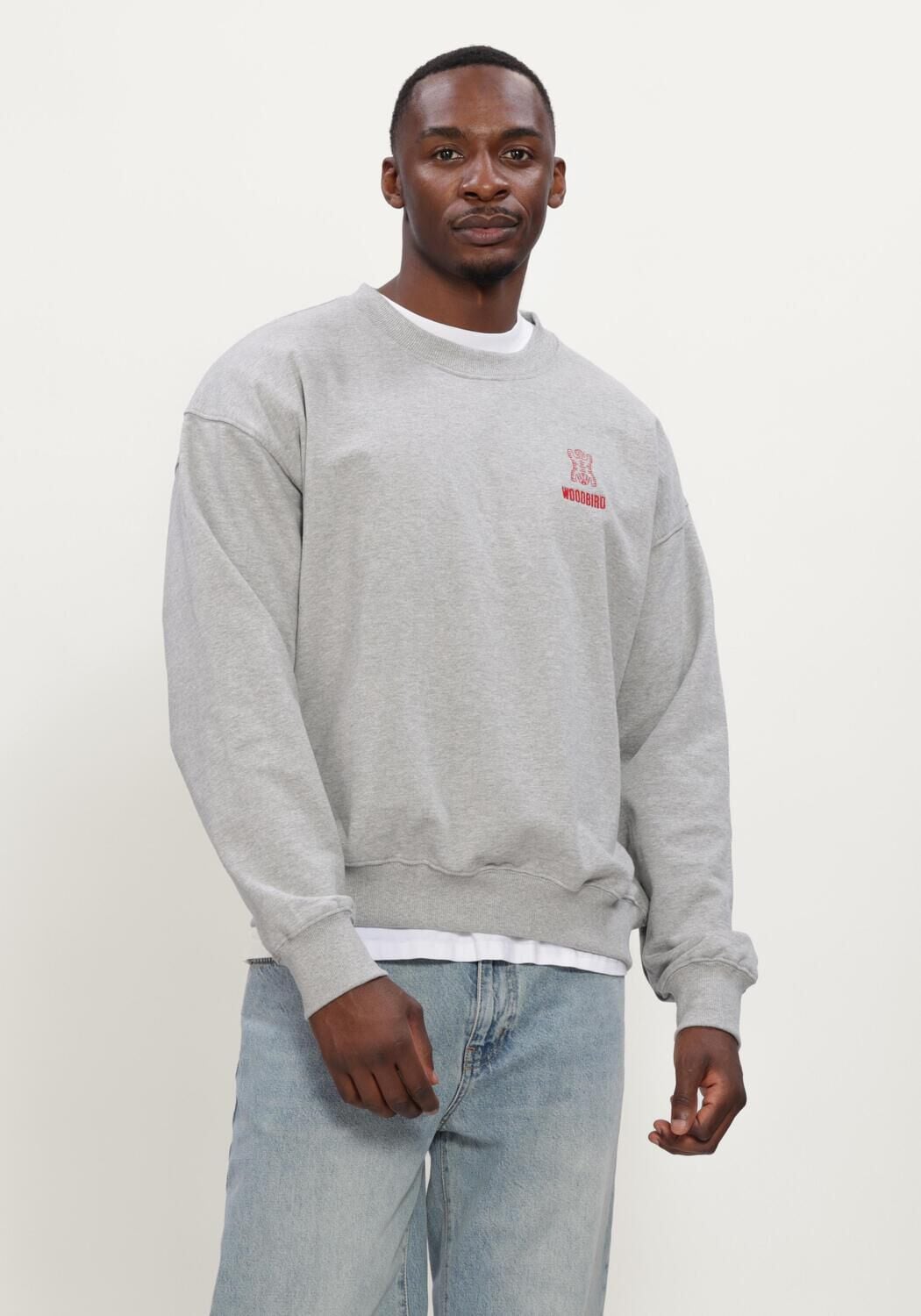 WOODBIRD Heren Truien & Vesten Wbduke Tiger Crew Grijs