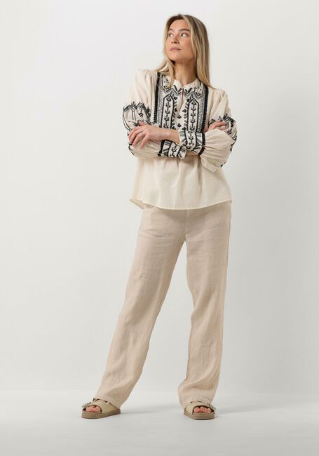 Gebroken wit SUMMUM Blouses TOP COTTON VOILE WITH CONTRAST COLER EMBROIDERY - large