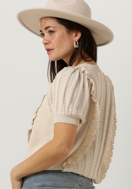 Witte SUMMUM Trui SHORT SLEEVE SWEATER VISCOSE POLYAMIDE KNIT - large
