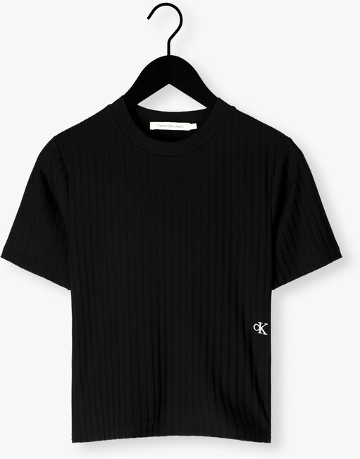 Zwarte CALVIN KLEIN T-shirt RIB SHORT SLEEVE TEE - large