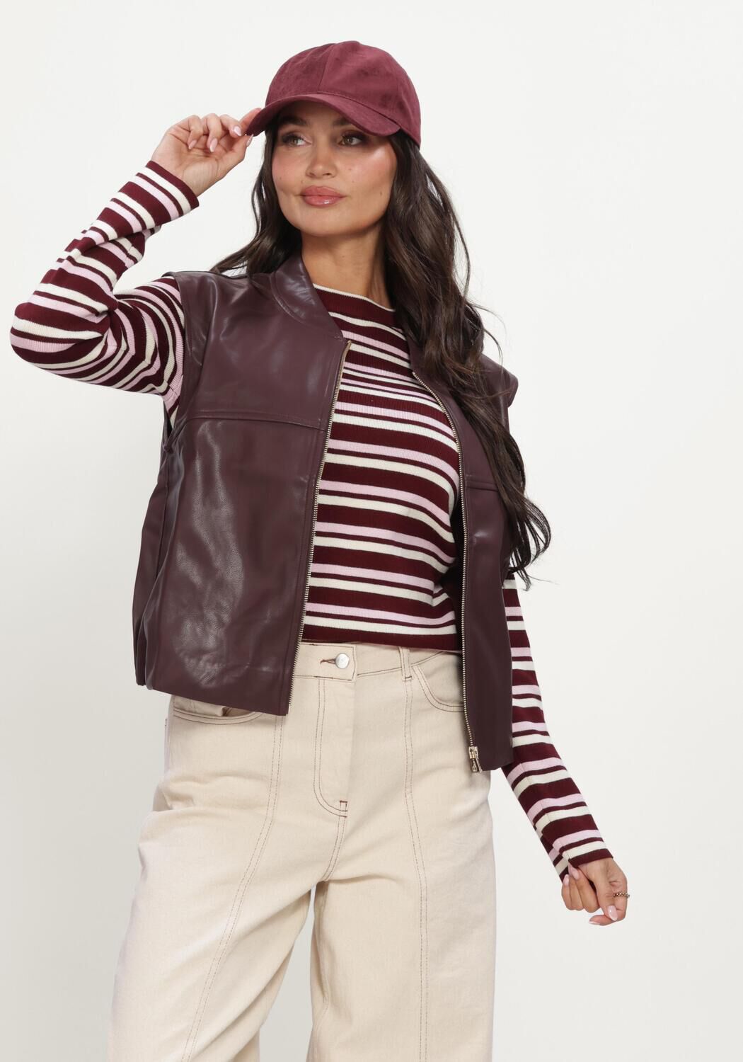 YDENCE Dames Truien & Vesten Gilet Inez Bordeaux