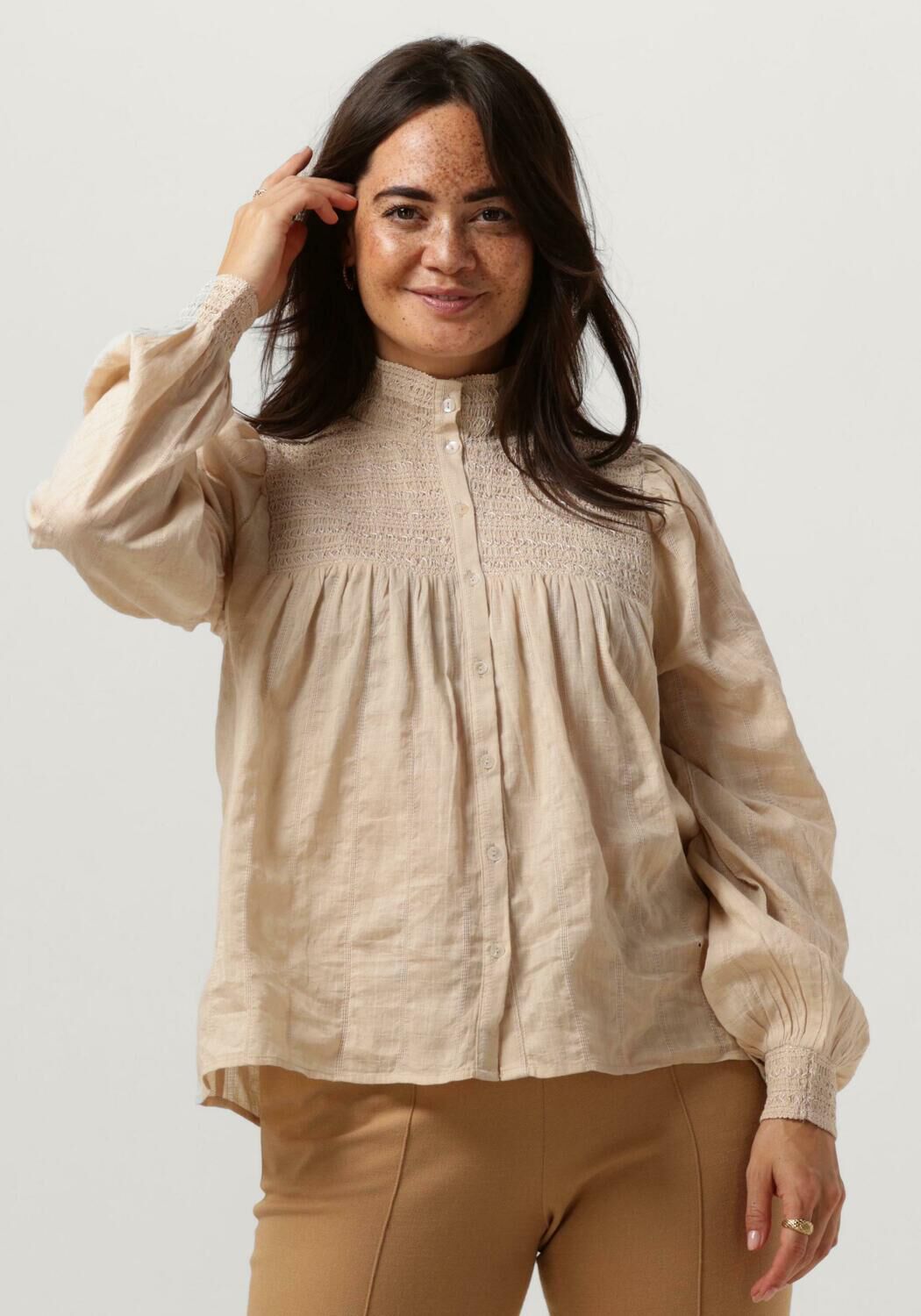 beige ruby tuesday blouse kaya coll smock and pintuck blouse