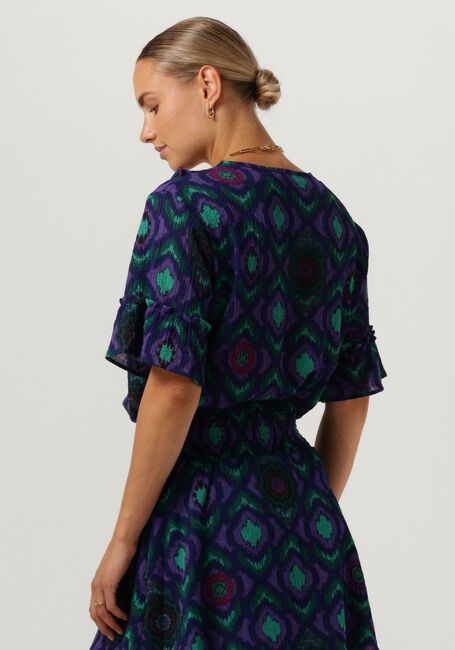 Paarse ALIX THE LABEL Top LADIES WOVEN IKAT RUFFLE TOP - large