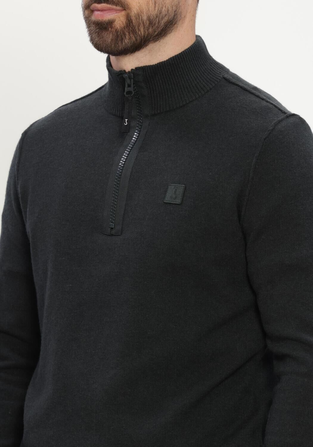 Antraciet BUTCHER OF BLUE Trui CLIFDEN HALFZIP - large