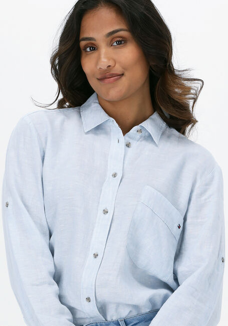 Lichtblauwe TOMMY HILFIGER Blouses LINEN N RELAXED LONG SHIRT - large