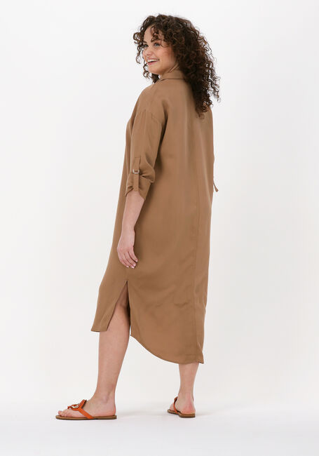 Bruine SIMPLE Midi jurk WOVEN DRESS ROONEY TWILL - large