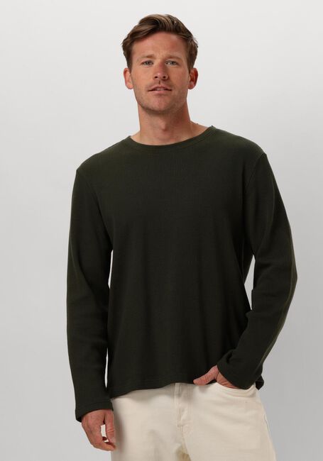 Donkergroene ANERKJENDT Polo / T-shirt AKKIKKI L/S WAFFLE TEE - large