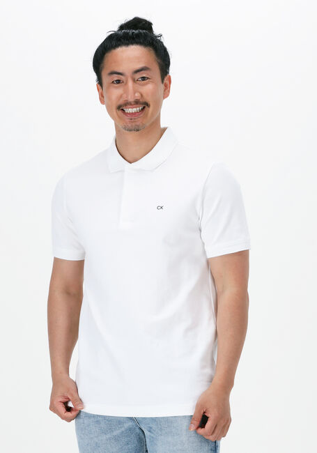 Witte CALVIN KLEIN Polo STRETCH PIQUE SLIM POLO - large